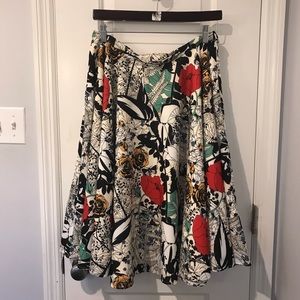 Modcloth X Dupenny Ikebana for all A-Line Skirt White Size L
